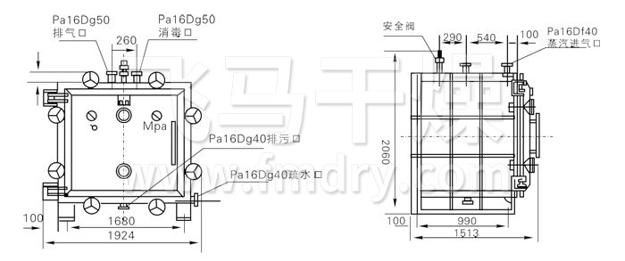 方形靜態真（zhēn）空幹燥機結構示（shì）意圖